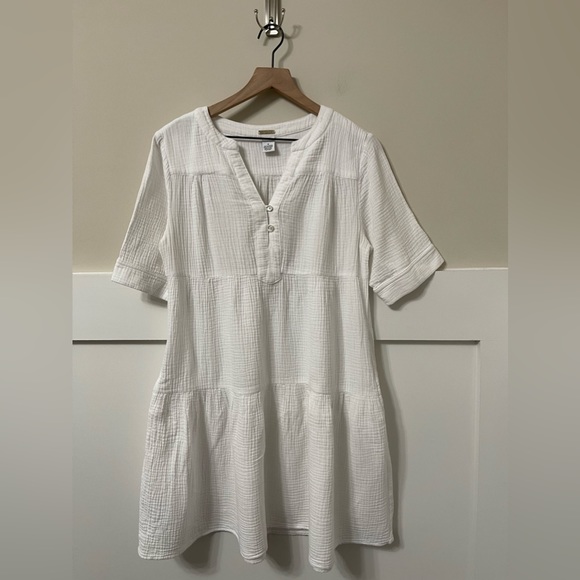 Magaschoni White Organic Cotton Relaxed Flare Dress Size Medium - Picture 3 of 8